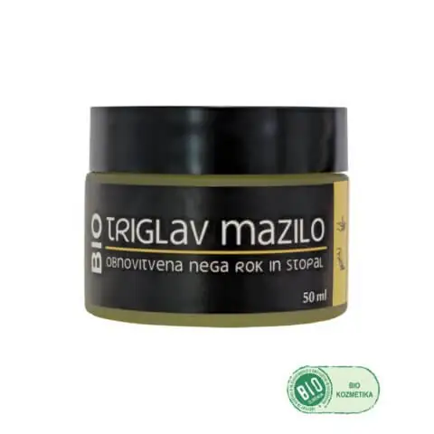 BIO Triglav Mazilo v embalaži z znakom "BIO kozmetika" – naravna nega kože s certificirano ekološko sestavo.