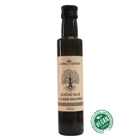 Oljčno olje s Chios mastiko v 250 ml steklenici, naravno olje z mastiko s grškega otoka Chios.