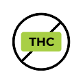 Ikona brez THC – simbol označuje, da izdelki ne vsebujejo THC ali da ne presegajo dovoljene količine, kar omogoča boljšo sinergijo med kanabinoidi.
