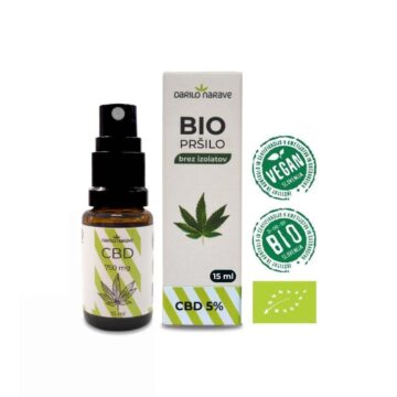 BIO CBD konopljino pršilo 5 % za naravno nego in dobro počutje.