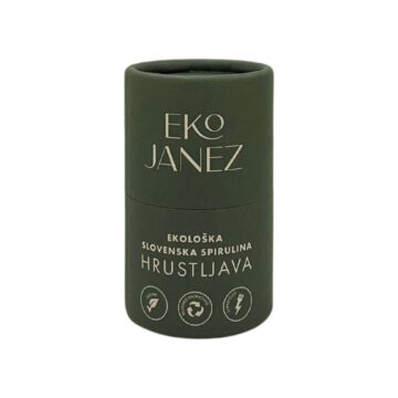 EKO Janez Spirulina Hrustljava v temno zeleni embalaži – superživilo za energijo in vitalnost.