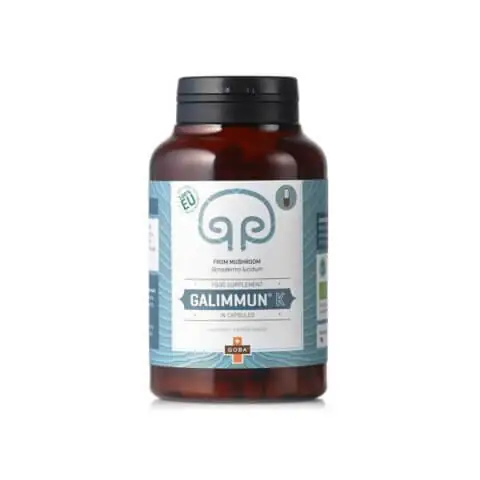 Goba GALIMMUN K kapsule v plastični embalaži – naravna podpora imunskemu sistemu.